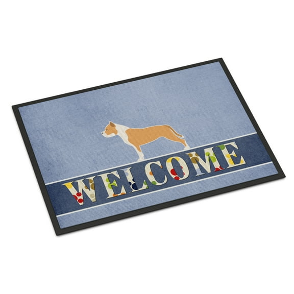 Carolines Treasures BB5558MAT Staffordshire Bull Terrier Welcome Door Mat Indoor Rug or Outdoor Welcome Mat 18x27