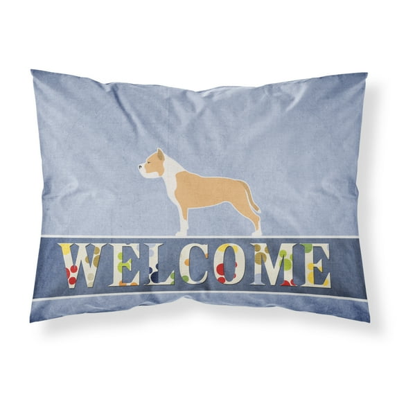 Carolines Treasures BB5558PILLOWCASE Staffordshire Bull Terrier Welcome Fabric Standard Pillowcase Standard multicolor