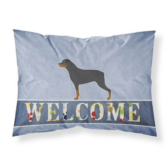 Carolines Treasures BB5570PILLOWCASE Rottweiler Welcome Fabric Standard Pillowcase Standard multicolor