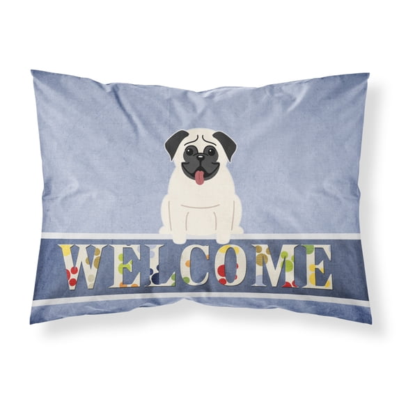 Carolines Treasures BB5585PILLOWCASE Pug Cream Welcome Fabric Standard Pillowcase Standard multicolor