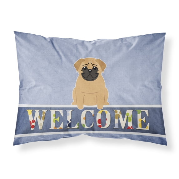 Carolines Treasures BB5588PILLOWCASE Pug Brown Welcome Fabric Standard Pillowcase Standard multicolor