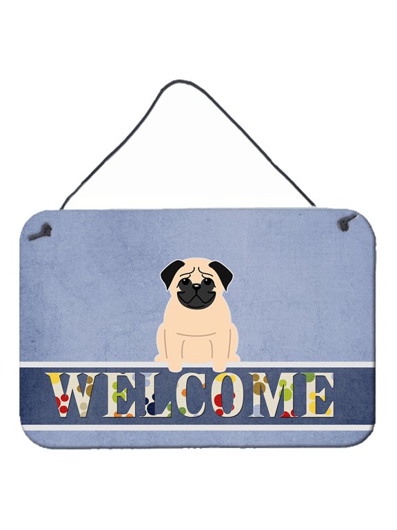 Carolines Treasures BB5589DS812 Pug Fawn Welcome Wall or Door Hanging Prints