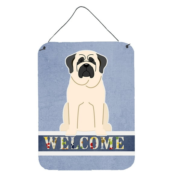 Caroline's Treasures BB5598DS1216 Mastiff White Welcome Wall or Door Hanging Prints, 12x16, multicolor