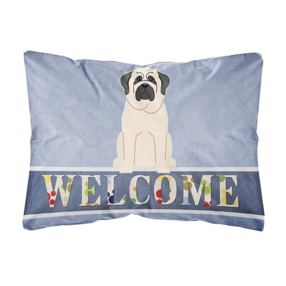 Carolines Treasures BB5598PW1216 Mastiff White Welcome Canvas Fabric Decorative Pillow