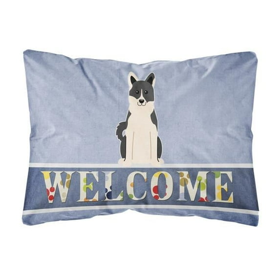 Carolines Treasures BB5610PW1216 Russo-European Laika Spitz Welcome Canvas Fabric Decorative Pillow, 12H x16W,