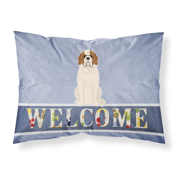 Carolines Treasures BB5616PILLOWCASE Saint Bernard Welcome Fabric Standard Pillowcase Standard multicolor
