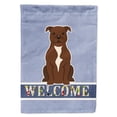 thumbnail image 1 of Staffordshire Bull Terrier Chocolate Welcome Garden Flag, 1 of 3