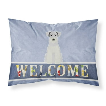 Carolines Treasures BB5634PILLOWCASE Miniature Schnauzer White Welcome Fabric Standard Pillowcase Standard multicolor