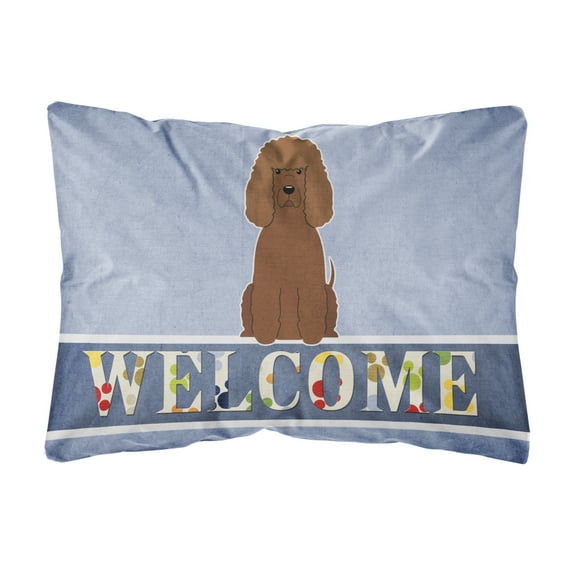 Carolines Treasures BB5644PW1216 Irish Water Spaniel Welcome Canvas Fabric Decorative Pillow, 12H x16W, multicolor