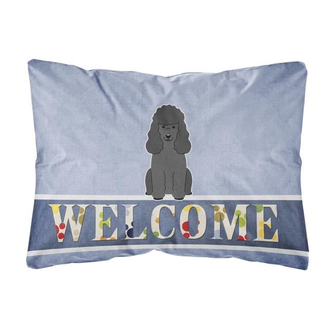 Carolines Treasures BB5652PW1216 Poodle Black Welcome Canvas Fabric Decorative Pillow, 12H x16W, multicolor