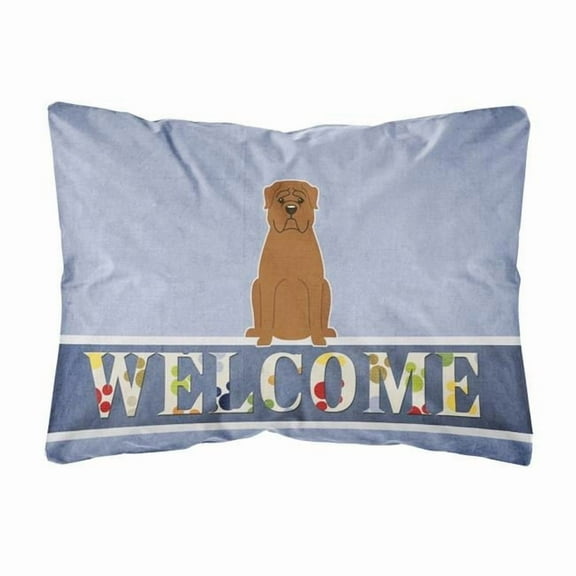 Carolines Treasures BB5654PW1216 Dogue de Bourdeaux Welcome Canvas Fabric Decorative Pillow, 12H x16W, multicolor