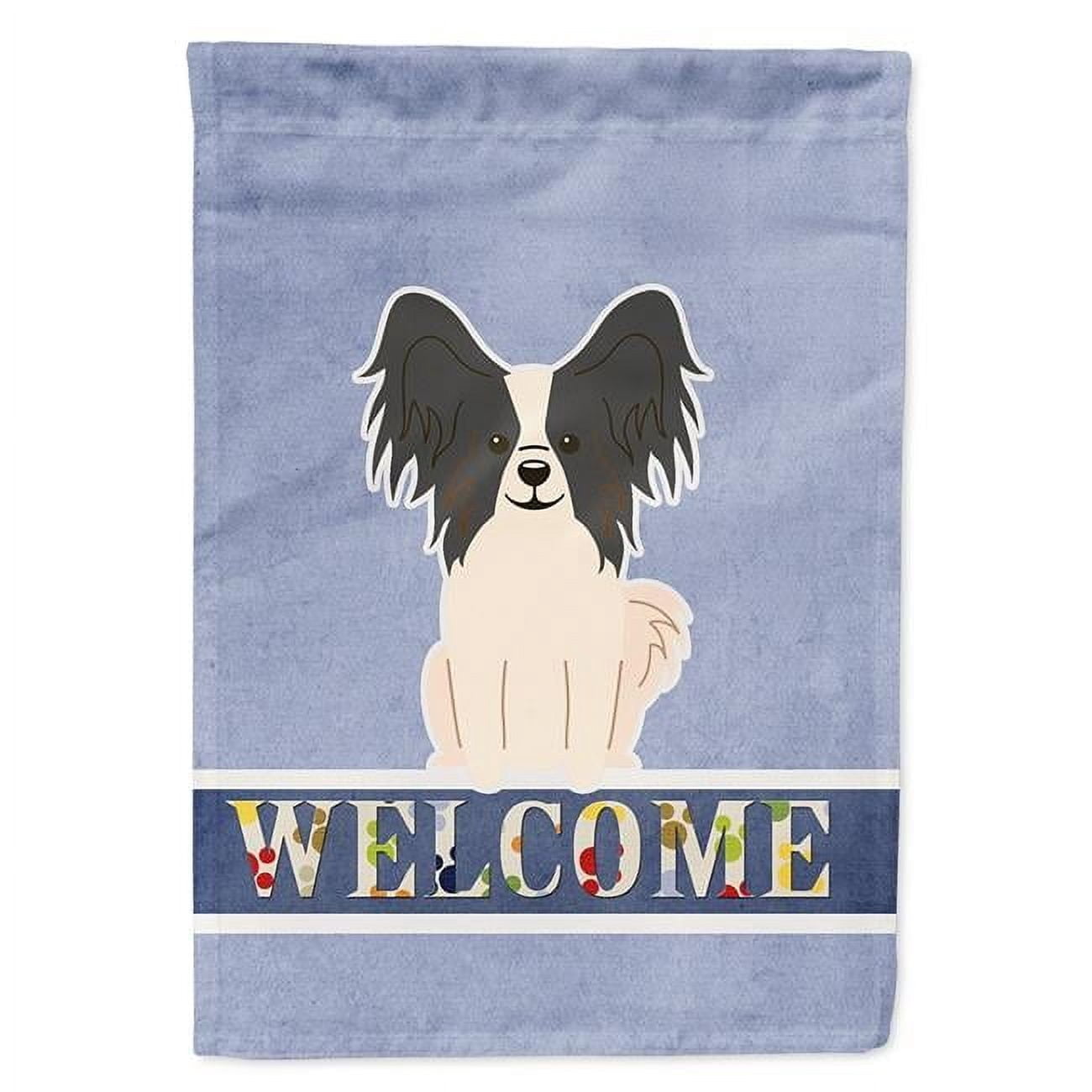 Caroline's Treasures BB5657GF Papillon Black White Welcome Flag Garden Size , Small, multicolor