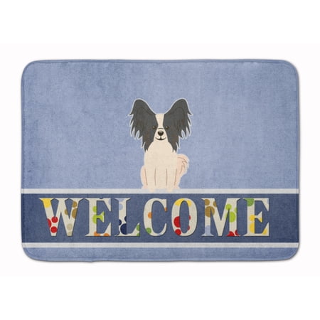 Carolines Treasures BB5657RUG Papillon Black & White Welcome Machine Washable Memory Foam Mat