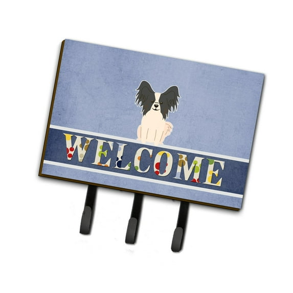 Carolines Treasures BB5657TH68 Papillon Black White Welcome Leash or Key Holder Triple multicolor