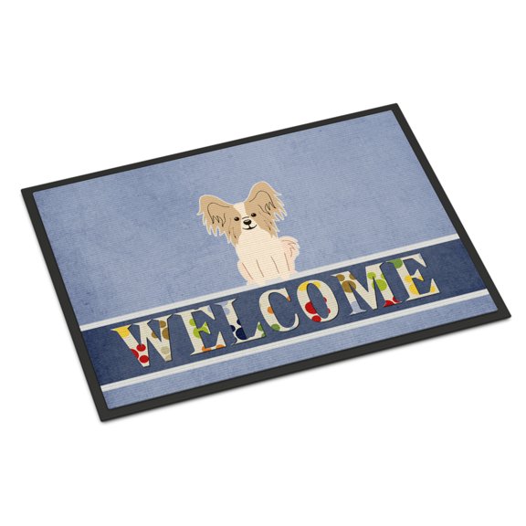 Carolines Treasures BB5658MAT Papillon Sable White Welcome Door Mat Indoor Rug or Outdoor Welcome Mat 18x27 Doormat