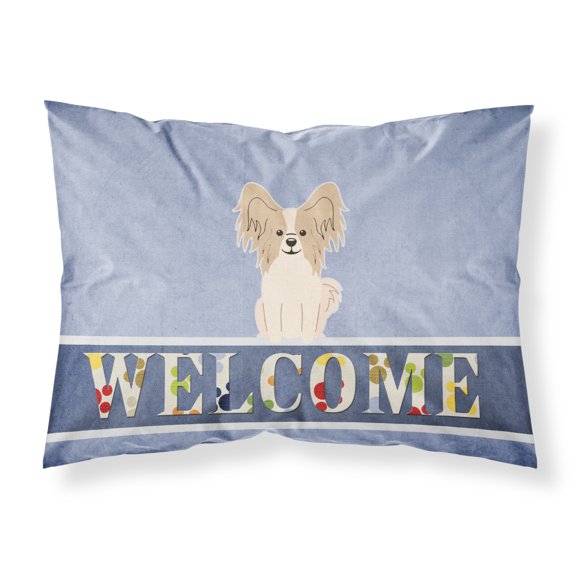Carolines Treasures BB5658PILLOWCASE Papillon Sable White Welcome Fabric Standard Pillowcase Standard multicolor