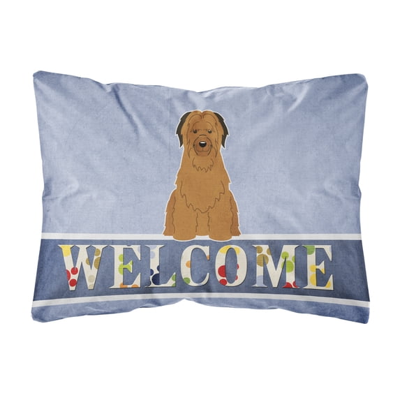 Carolines Treasures BB5663PW1216 Briard Brown Welcome Canvas Fabric Decorative Pillow, 12H x16W, multicolor
