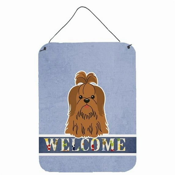 Caroline's Treasures BB5667DS1216 Shih Tzu Silver Chocolate Welcome Wall or Door Hanging Prints, 12x16, multicolor