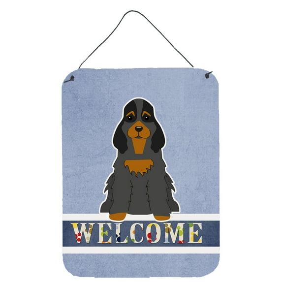 Caroline's Treasures BB5674DS1216 Cocker Spaniel Black Tan Welcome Wall or Door Hanging Prints, 12x16, multicolor
