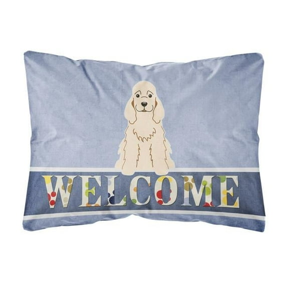 Carolines Treasures BB5675PW1216 Cocker Spaniel Buff Welcome Canvas Fabric Decorative Pillow, 12H x16W, multicolor