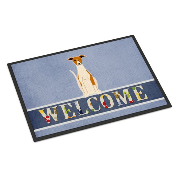 Carolines Treasures BB5680MAT Whippet Welcome Door Mat Indoor Rug or Outdoor Welcome Mat 18x27 Doormat 27"L x 18"W