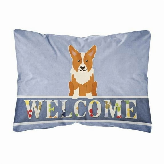 Carolines Treasures BB5681PW1216 Corgi Welcome Canvas Fabric Decorative Pillow, 12H x16W, multicolor