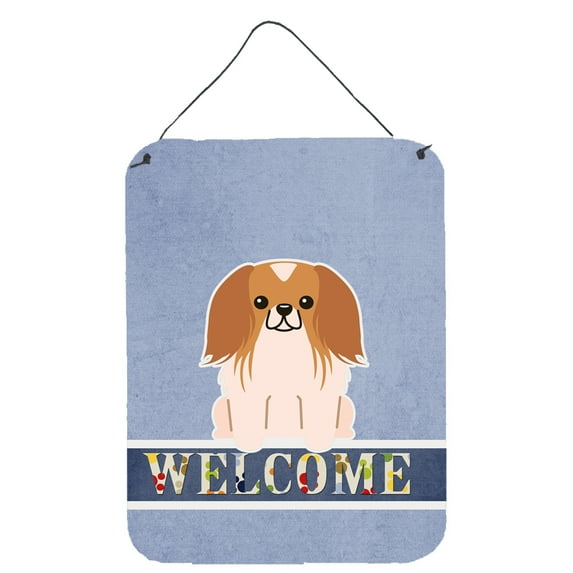 Caroline's Treasures BB5684DS1216 Pekingese Red White Welcome Wall or Door Hanging Prints, 12x16, multicolor