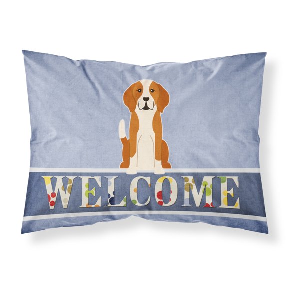 Carolines Treasures BB5691PILLOWCASE English Foxhound Welcome Fabric Standard Pillowcase Standard multicolor