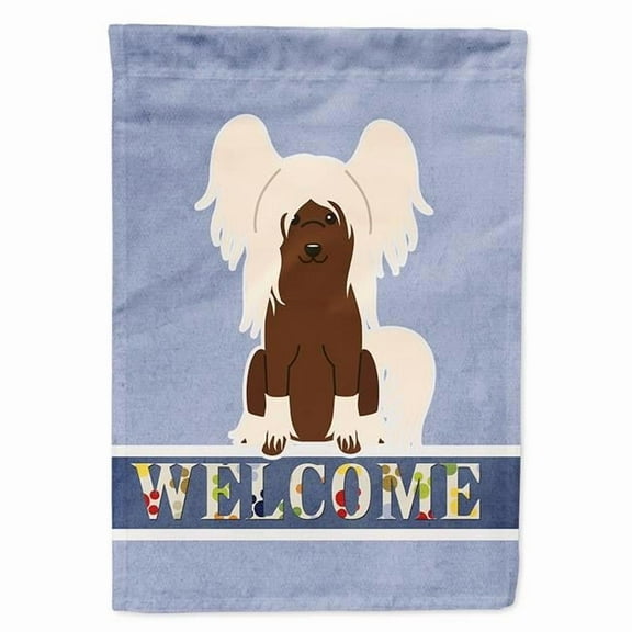 Caroline's Treasures BB5694CHF Chinese Crested Cream Welcome Flag Canvas House Size , Large, multicolor