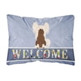 thumbnail image 1 of Carolines Treasures BB5694PW1216 Chinese Crested Cream Welcome Canvas Fabric Decorative Pillow, 12H x16W, multicolor, 1 of 3