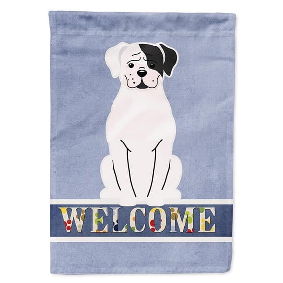 Caroline's Treasures BB5695GF White Boxer Cooper Welcome Flag Garden Size , Small, multicolor