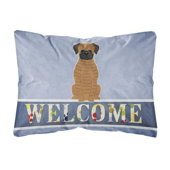 Carolines Treasures BB5698PW1216 Brindle Boxer Welcome Canvas Fabric Decorative Pillow, 12H x16W, multicolor