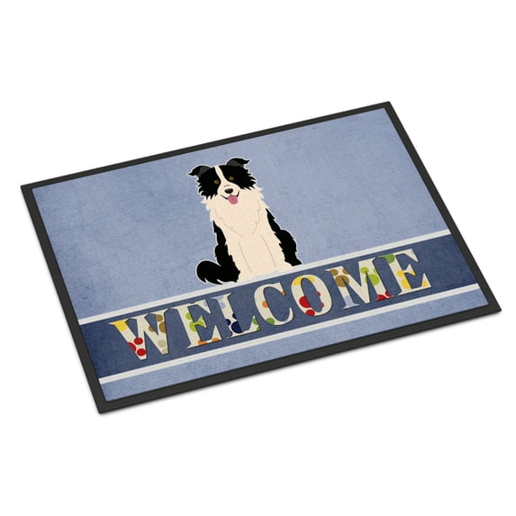 Carolines Treasures BB5699MAT Border Collie Black White Welcome Door Mat Indoor Rug or Outdoor Welcome Mat 18x27 Doormat
