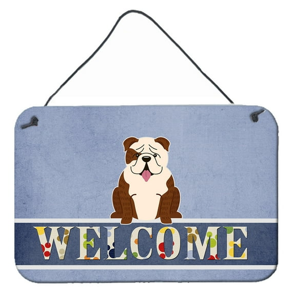 Carolines Treasures BB5702DS812 English Bulldog Brindle White Welcome Wall or Door Hanging Prints