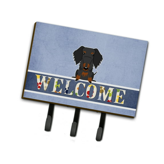 Carolines Treasures BB5708TH68 Wire Haired Dachshund Black Tan Welcome Leash or Key Holder Triple multicolor