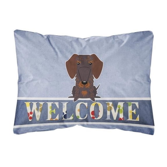 Carolines Treasures BB5710PW1216 Wire Haired Dachshund Chocolate Welcome Canvas Fabric Decorative Pillow, 12H x16W,