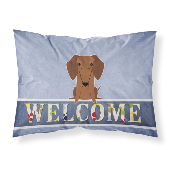 Carolines Treasures BB5711PILLOWCASE Dachshund Red Brown Welcome Fabric Standard Pillowcase Standard multicolor