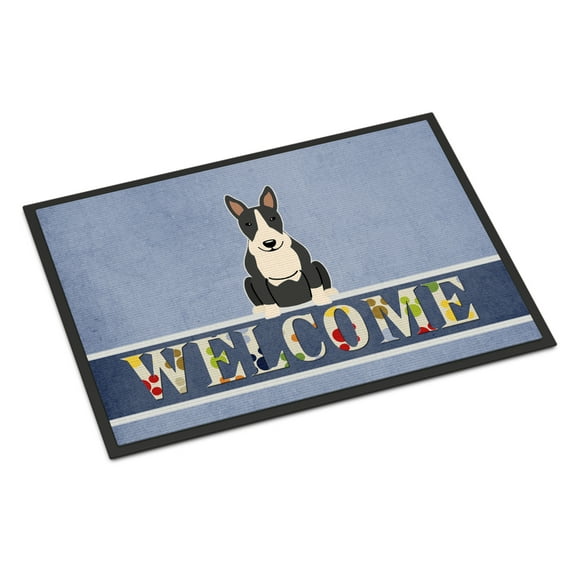 Carolines Treasures BB5714MAT Bull Terrier Black White Welcome Door Mat Indoor Rug or Outdoor Welcome Mat 18x27 Doormat