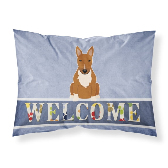Carolines Treasures BB5715PILLOWCASE Bull Terrier Red Welcome Fabric Standard Pillowcase Standard multicolor