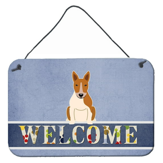 Carolines Treasures BB5716DS812 Bull Terrier Red White Welcome Wall or Door Hanging Prints