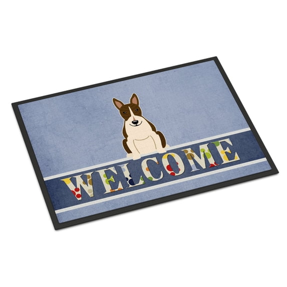 Carolines Treasures BB5717MAT Bull Terrier Dark Brindle Welcome Door Mat Indoor Rug or Outdoor Welcome Mat 18x27 Doormat
