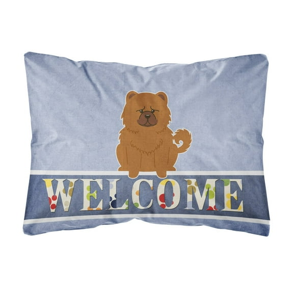 Carolines Treasures BB5723PW1216 Chow Chow Red Welcome Canvas Fabric Decorative Pillow, 12H x16W, multicolor