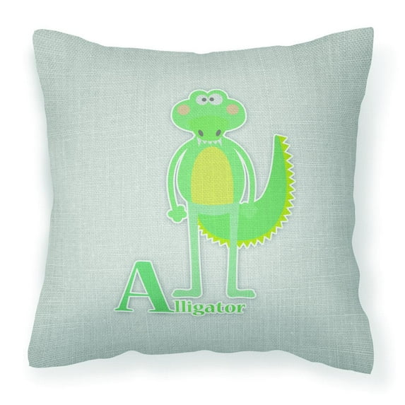 Carolines Treasures BB5726PW1818 Alphabet A for Alligator Fabric Decorative Pillow  18H x18W multicolor