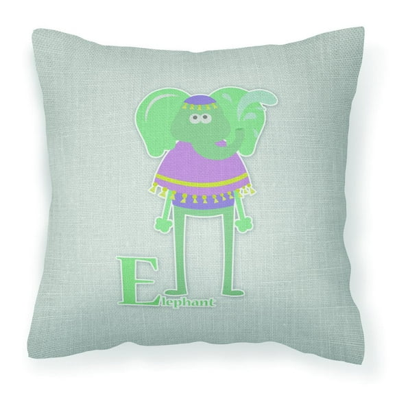 Carolines Treasures BB5730PW1818 Alphabet E for Elephant Fabric Decorative Pillow  18H x18W multicolor