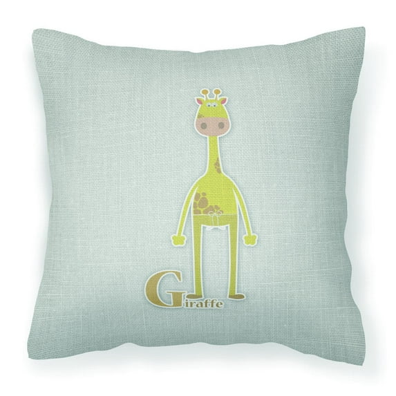 Carolines Treasures BB5732PW1818 Alphabet G for Giraffe Fabric Decorative Pillow  18H x18W multicolor
