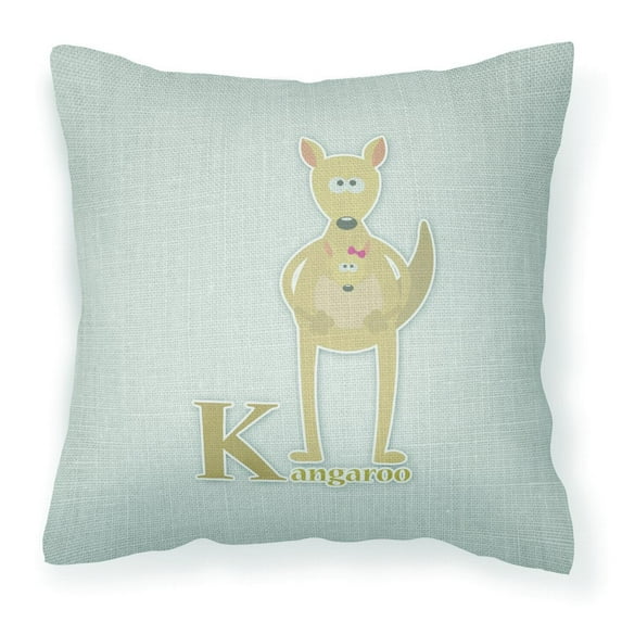 Carolines Treasures BB5736PW1414 Alphabet K for Kangaroo Fabric Decorative Pillow  14Hx14W multicolor