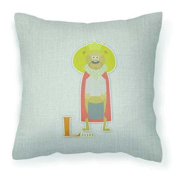 Carolines Treasures BB5737PW1818 Alphabet L for Lion Fabric Decorative Pillow  18H x18W multicolor