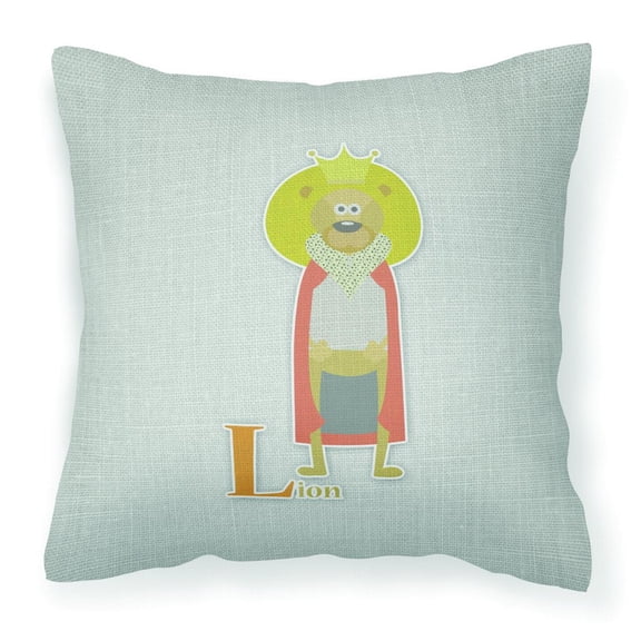 Carolines Treasures BB5737PW1818 Alphabet L for Lion Fabric Decorative Pillow 18H x18W multicolor