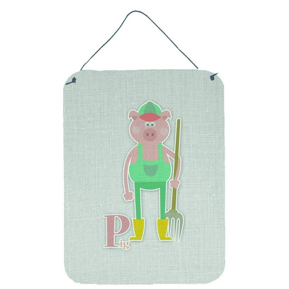 Carolines Treasures BB5741DS1216 Alphabet P for Pig Wall or Door Hanging Prints 12WX16H multicolor