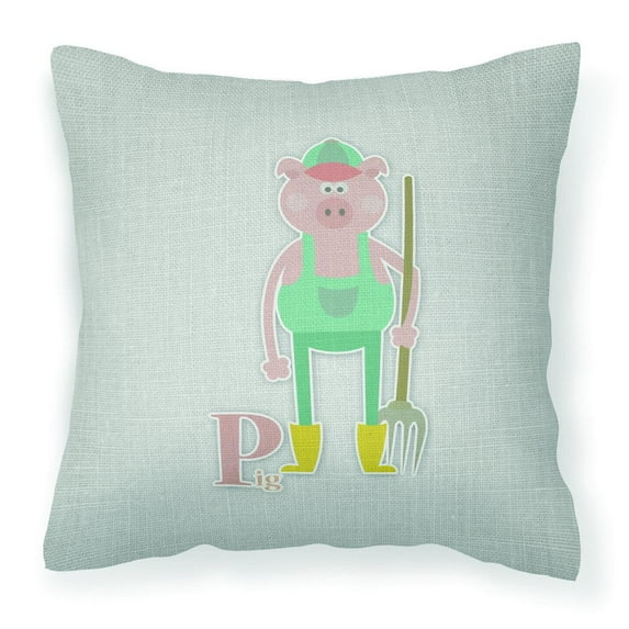 Carolines Treasures BB5741PW1818 Alphabet P for Pig Fabric Decorative Pillow 18H x18W multicolor